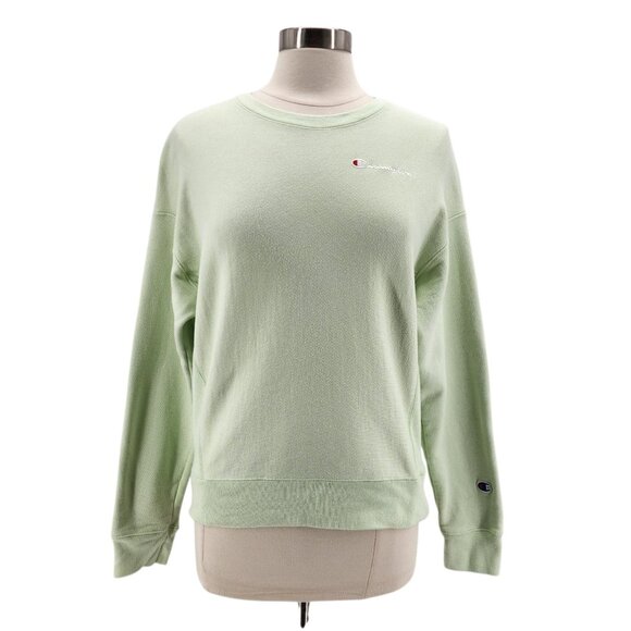 Vintage Champion Reverse Weave Womens Medium Sweatshirt Logo Green Retro - Picture 1 of 10